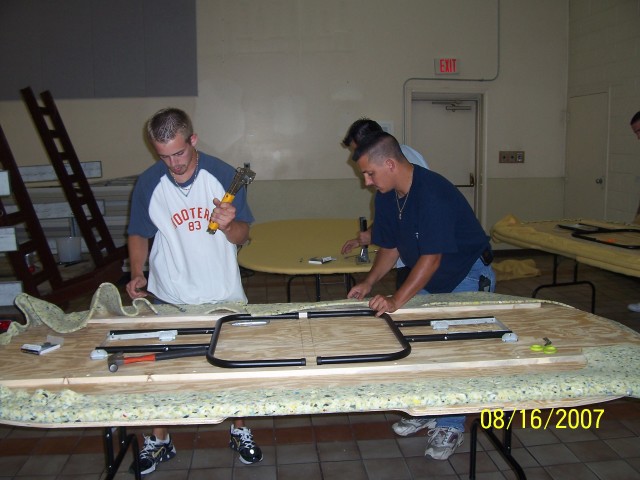working on poker tables for our Texas hold em tourtament